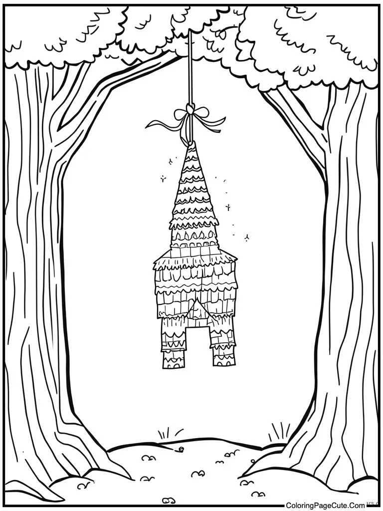 Pinata hanging from tree