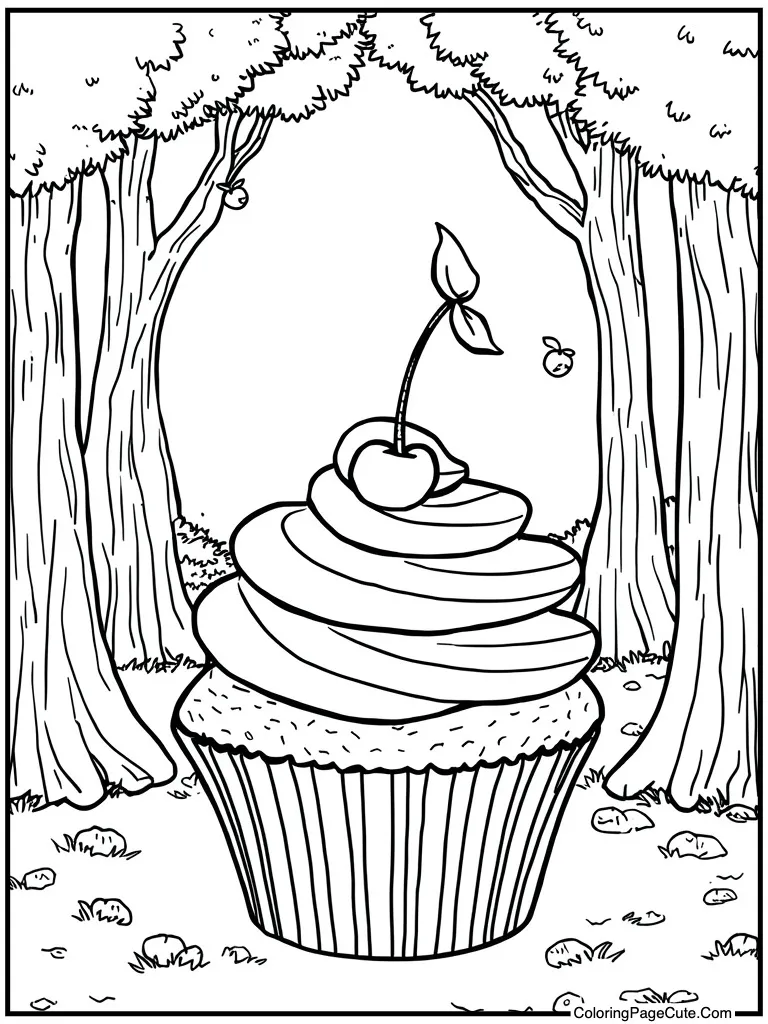 Cupcake with cherry top