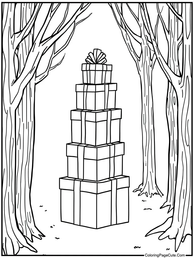 Gift boxes stacked high