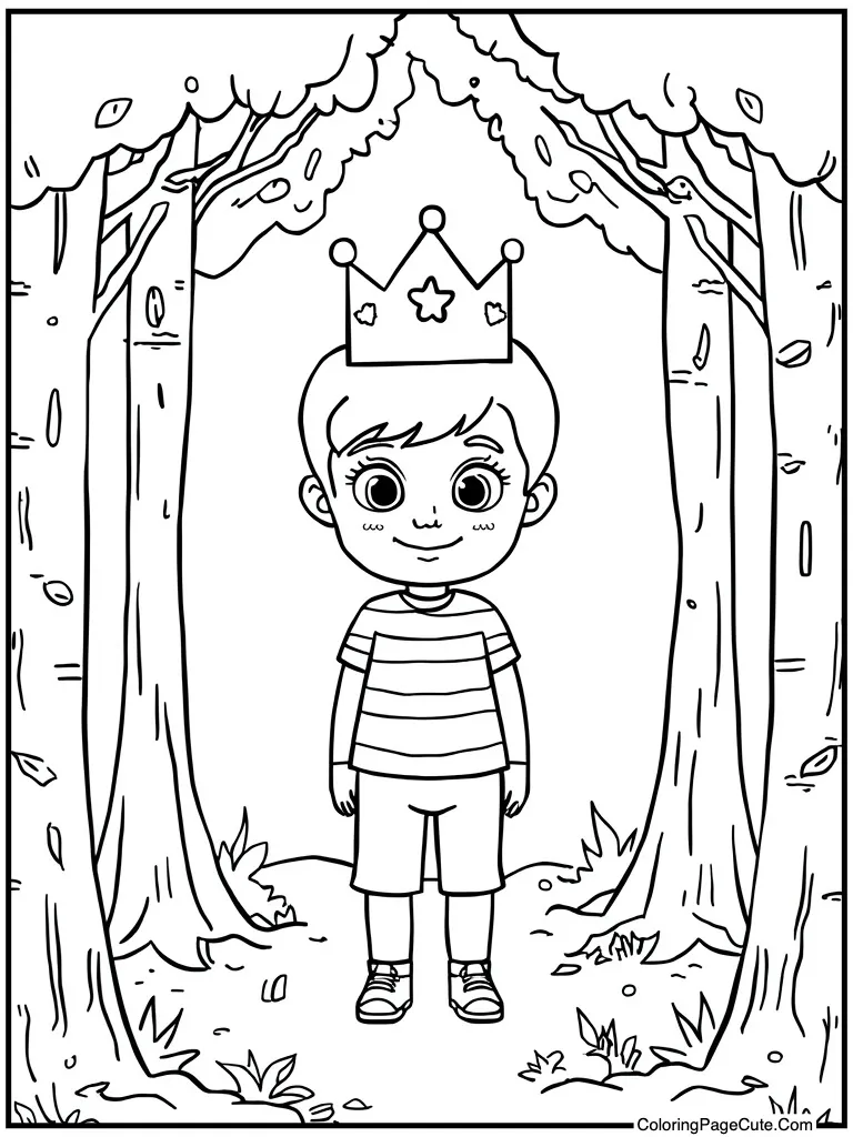 Boy wearing paper crown