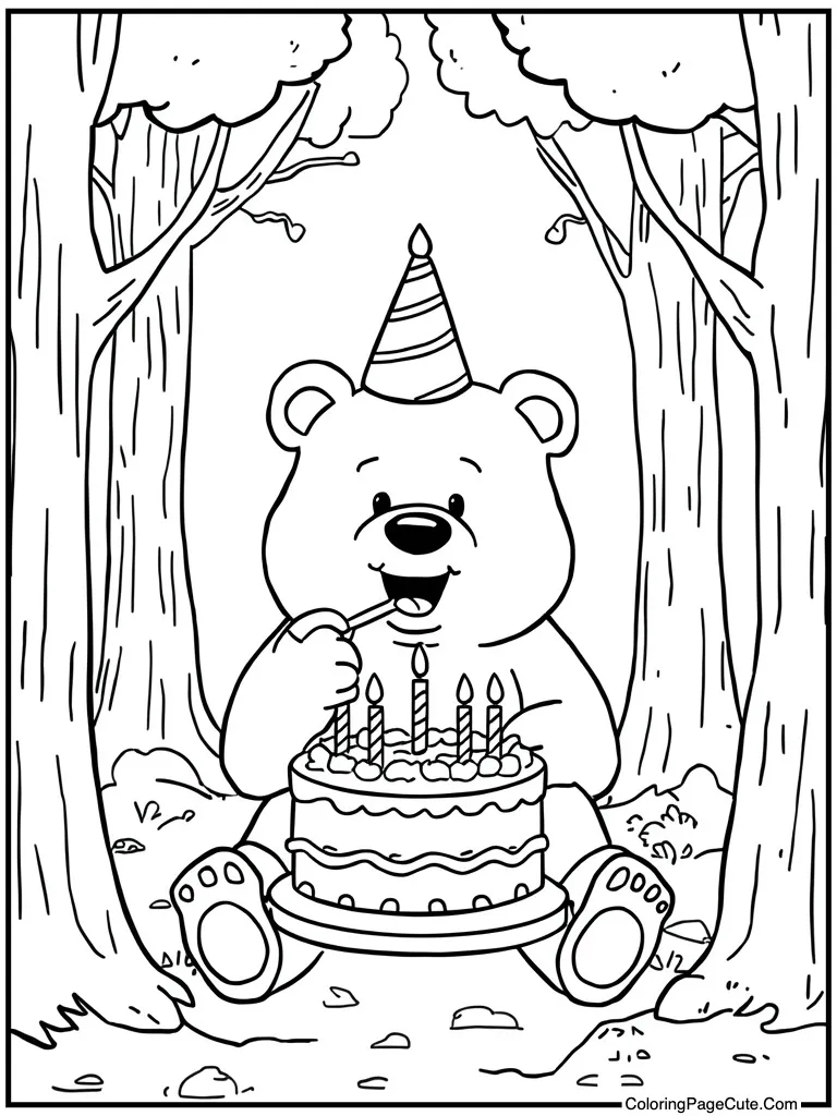 Bear eating sweet cake