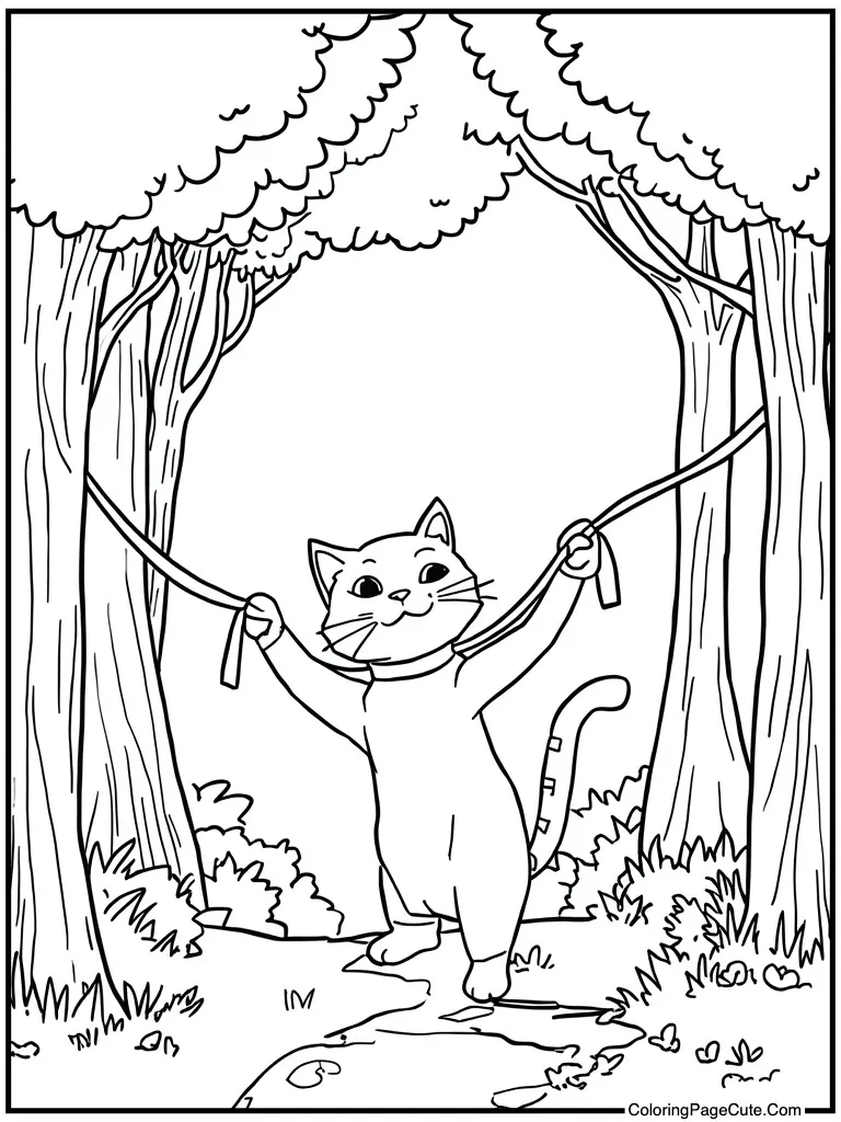 Cat playing with ribbon