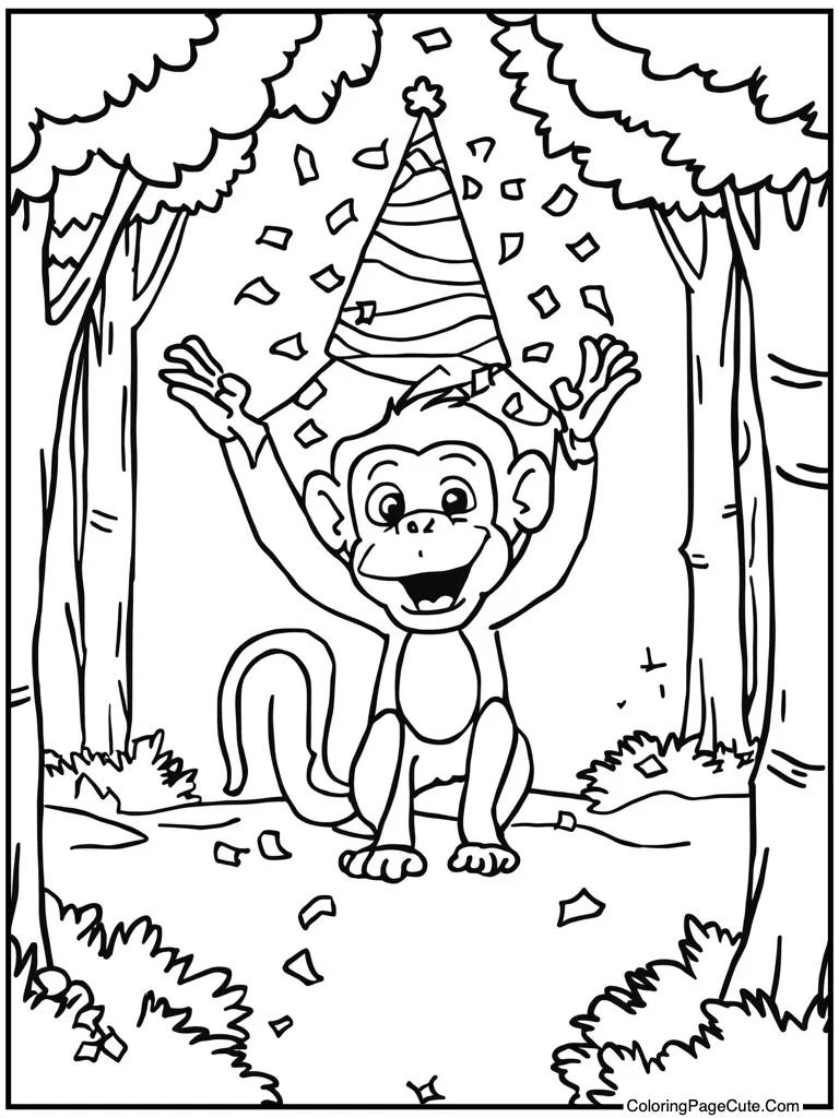Monkey throwing confetti up