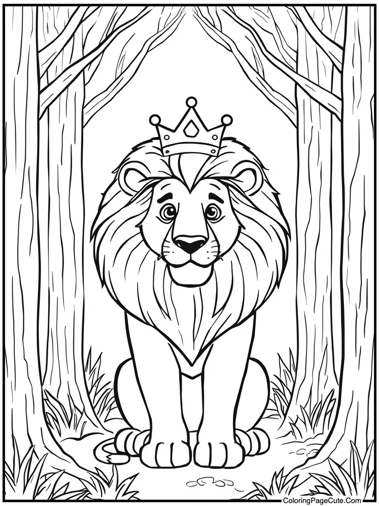 Lion wearing royal crown