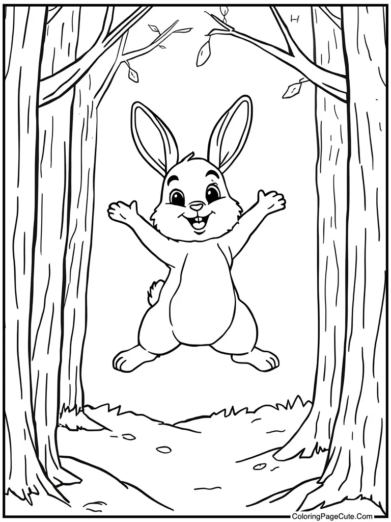 Rabbit jumping with joy