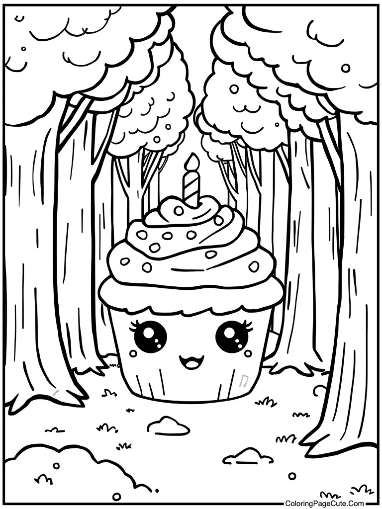 Kawaii cute cupcake face