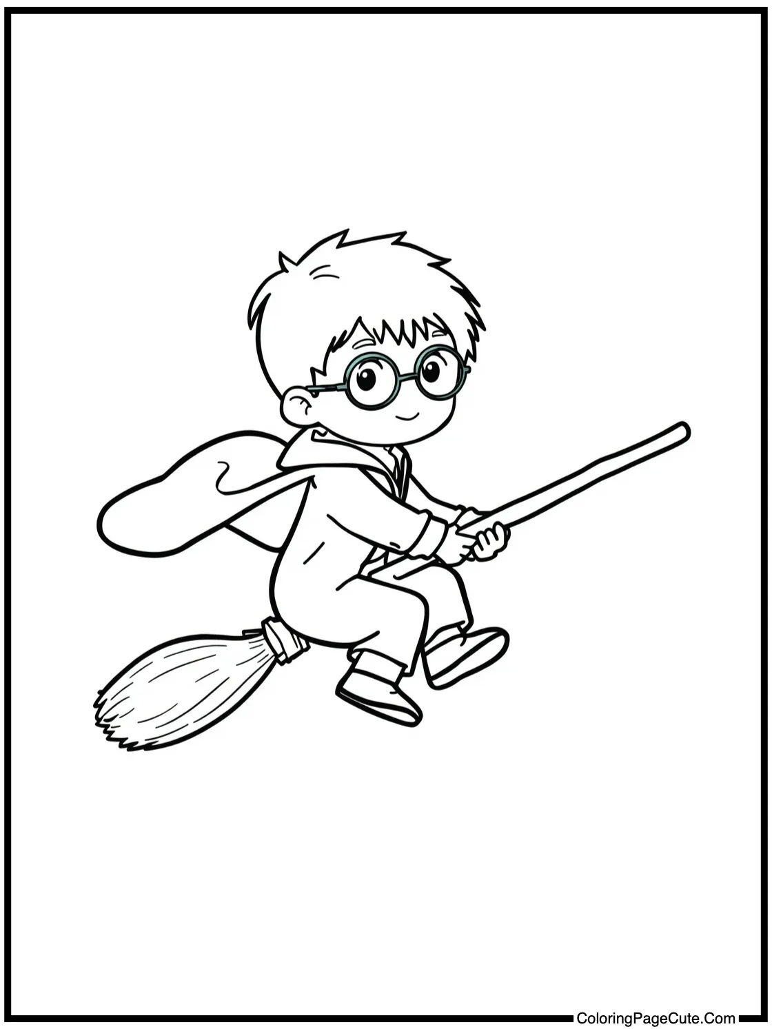 a broomstick flying