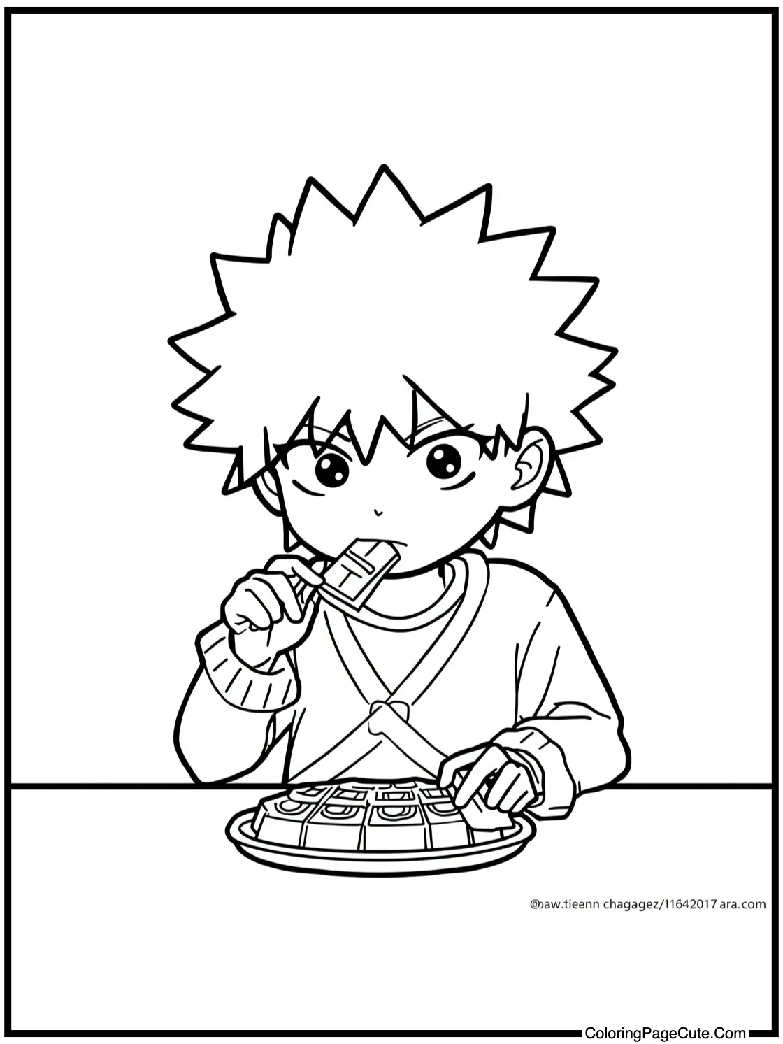 Killua eating chocolate