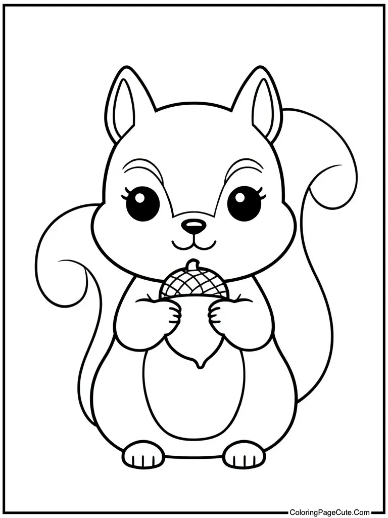 Precious squirrel holding acorn