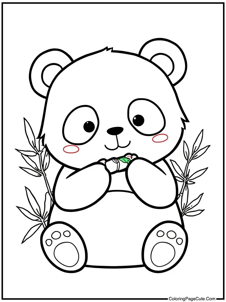 Sweet panda eating bamboo