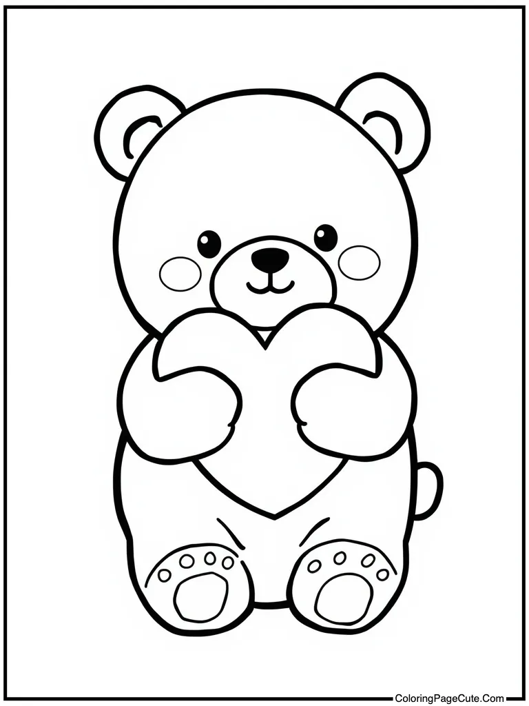 Lovely bear hugging heart
