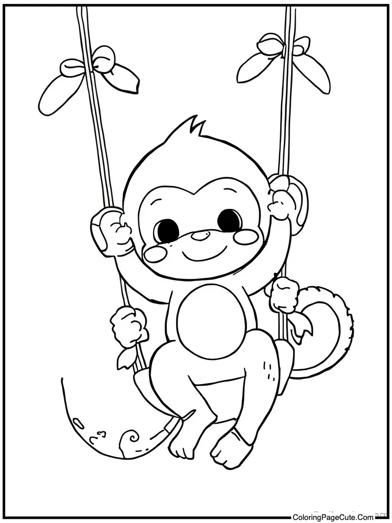 Precious monkey swinging playfully