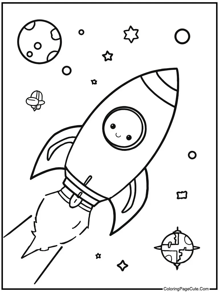 Delightful spaceship flying smoothly