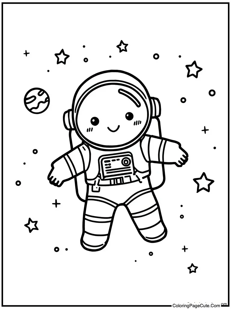 Charming astronaut floating spaceward