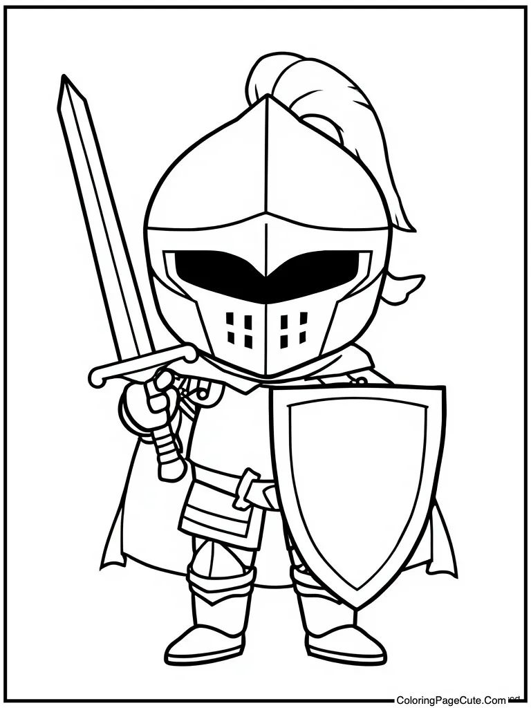 Lovely knight holding sword