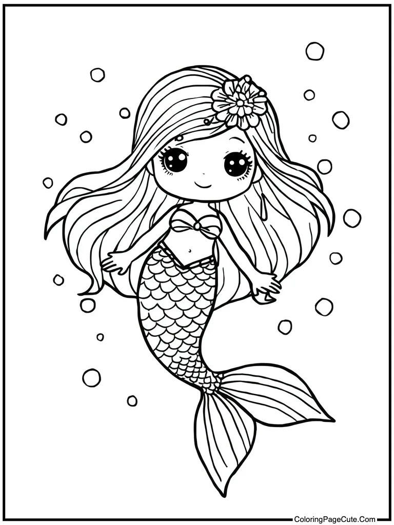Charming mermaid swimming gracefully