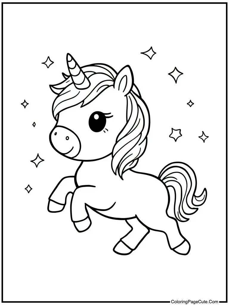 Charming unicorn prancing gently