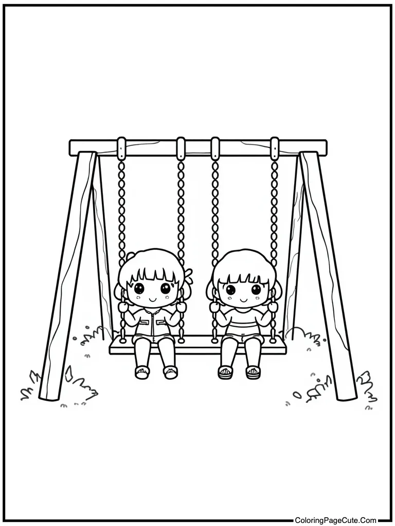 Sweet swingset with kids
