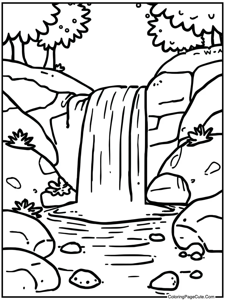 Sweet waterfall flowing gently