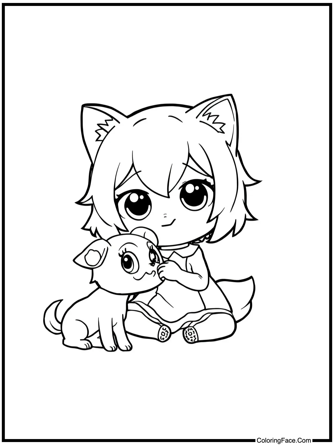 playing with her pets