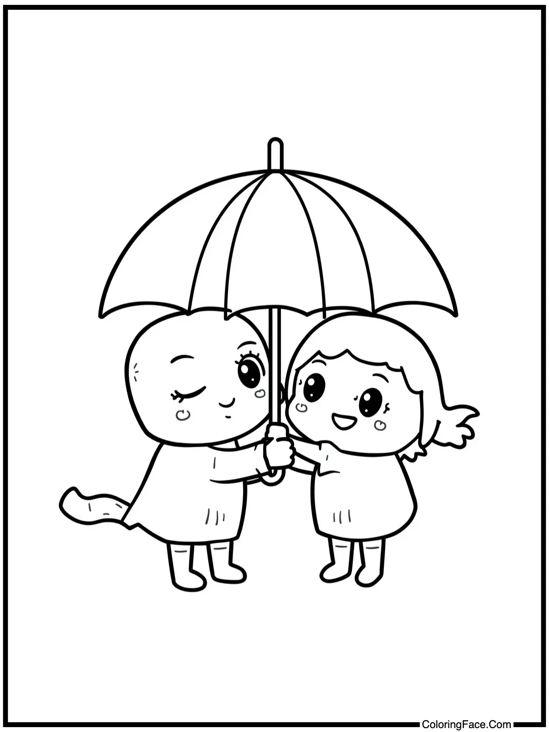 sharing an umbrella