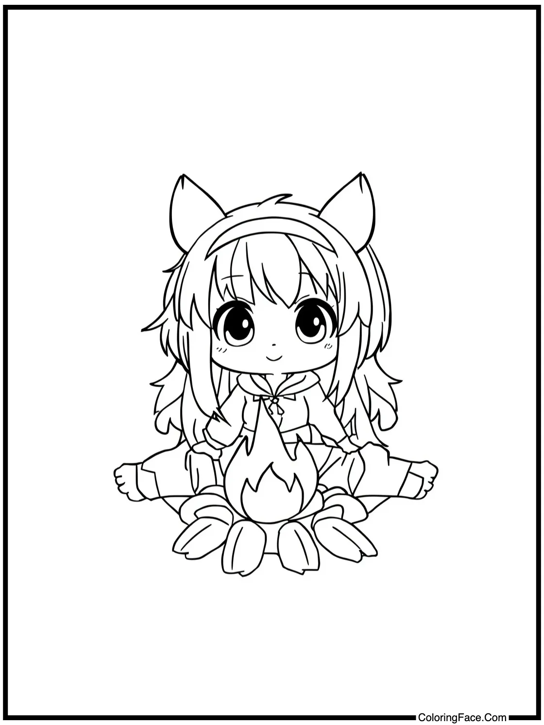 sitting by a campfire