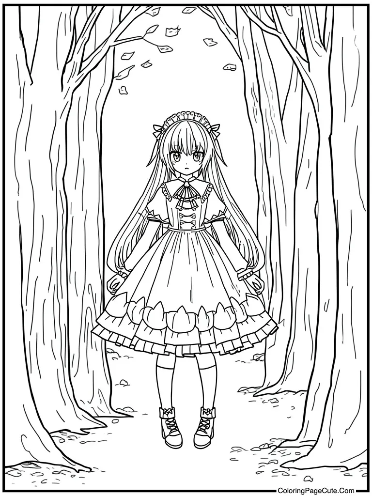 Wearing gothic lolita dress