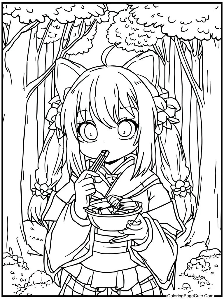 Eating pickled scallions snack