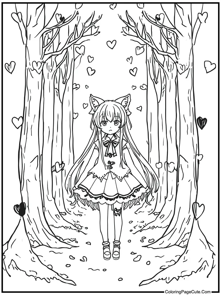 Surrounded by black hearts