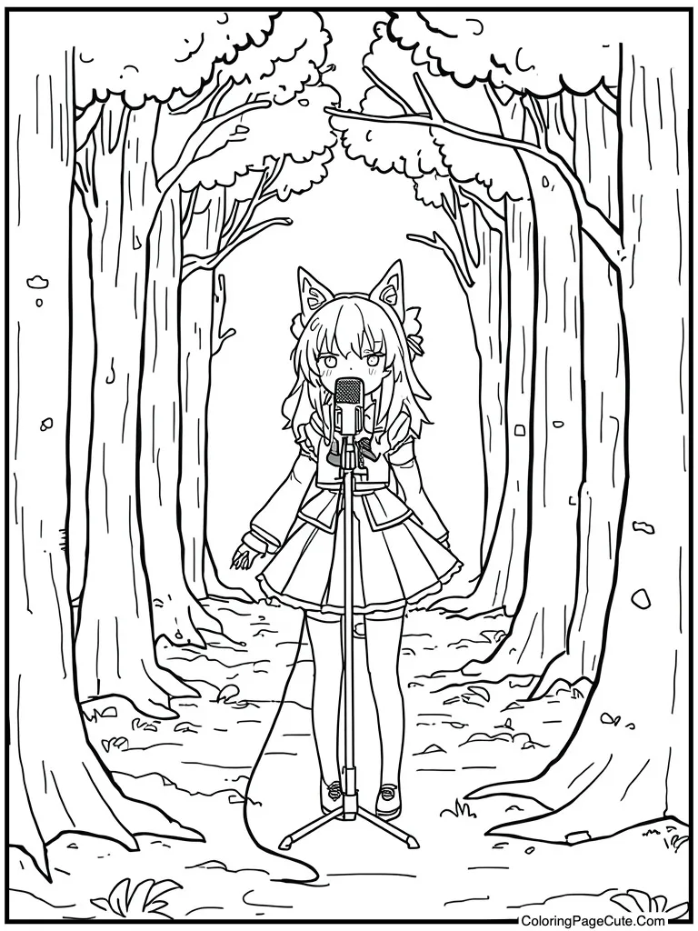 Singing into microphone stand