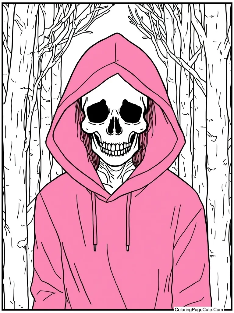 Pink skull on hood