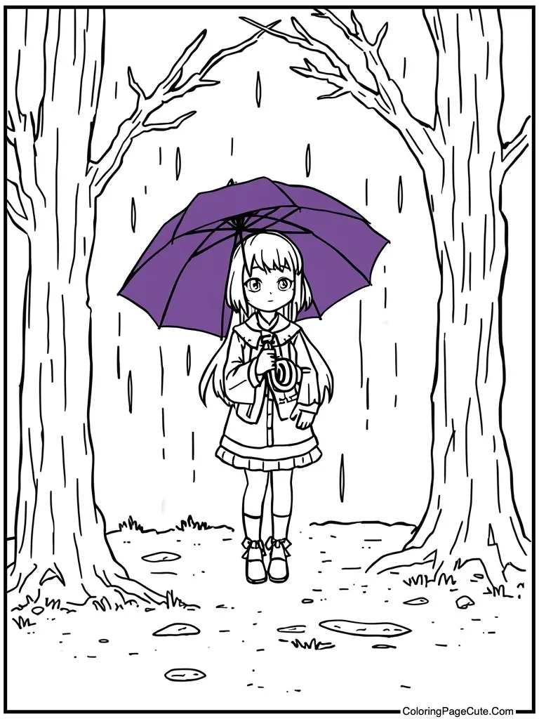Holding purple umbrella rain