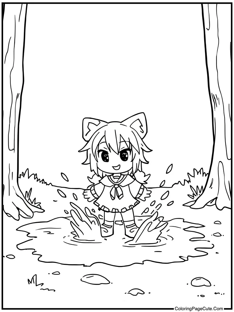 Splashing in muddy puddle