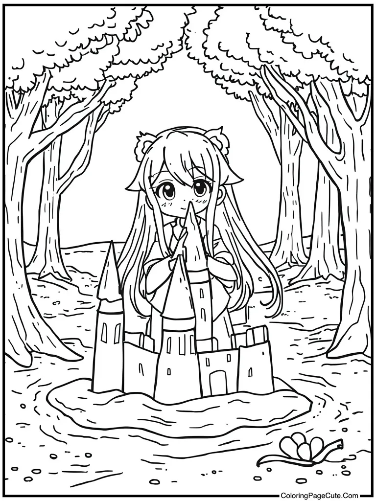 Building sand castle beach