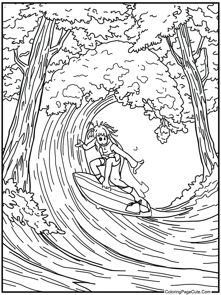 Surfing on ocean wave