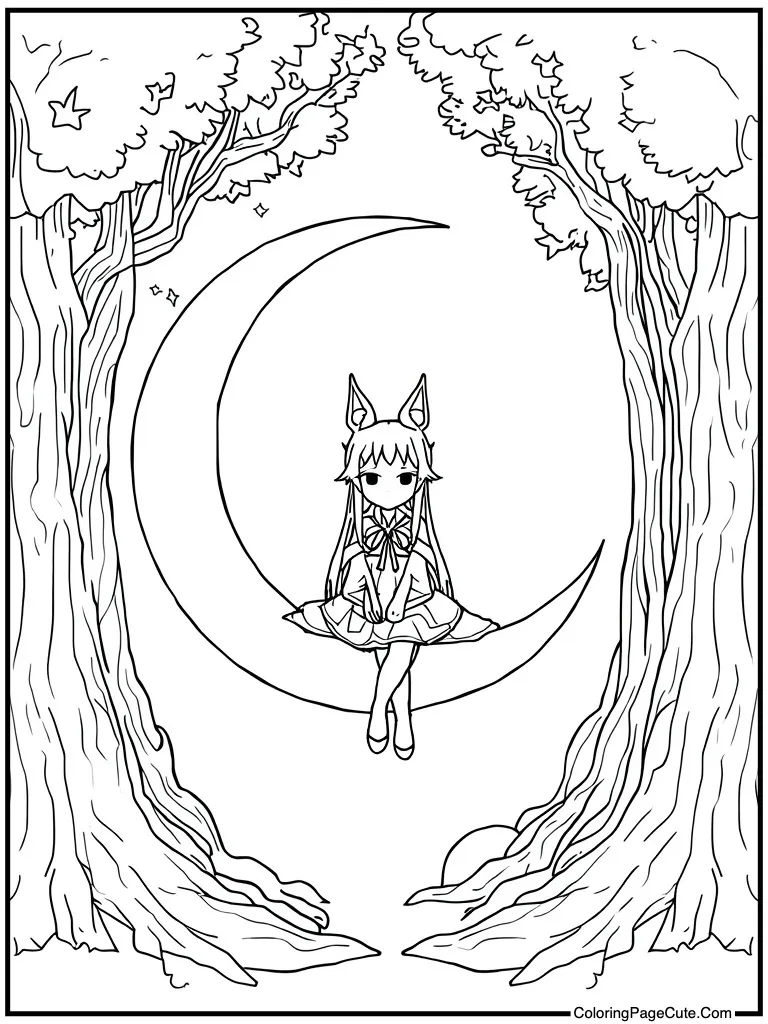 Sitting on crescent moon