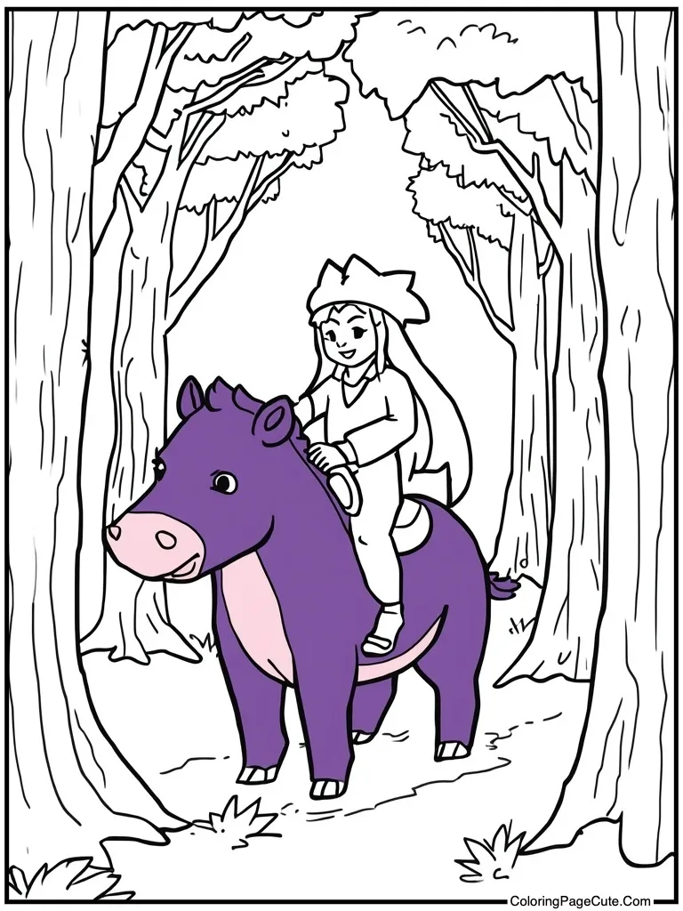Riding purple tapir friend