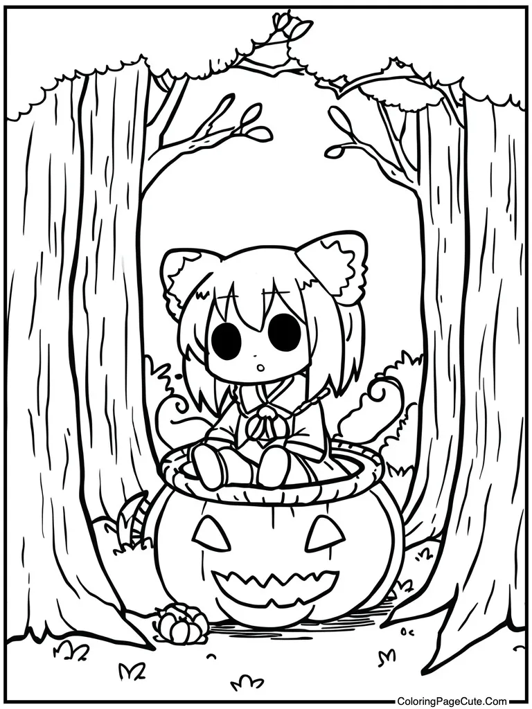 Sitting in pumpkin basket