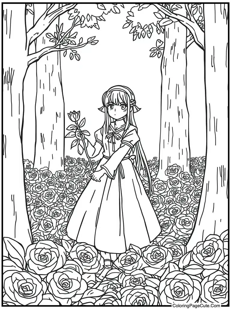 Picking black roses garden