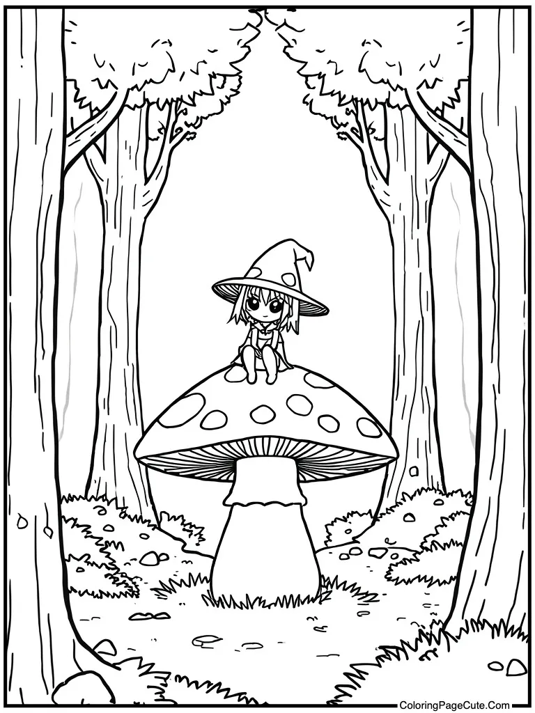 Sitting on giant mushroom