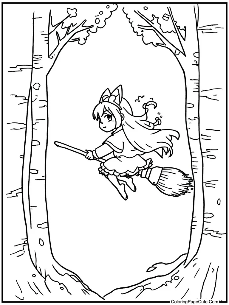 Flying on broom stick