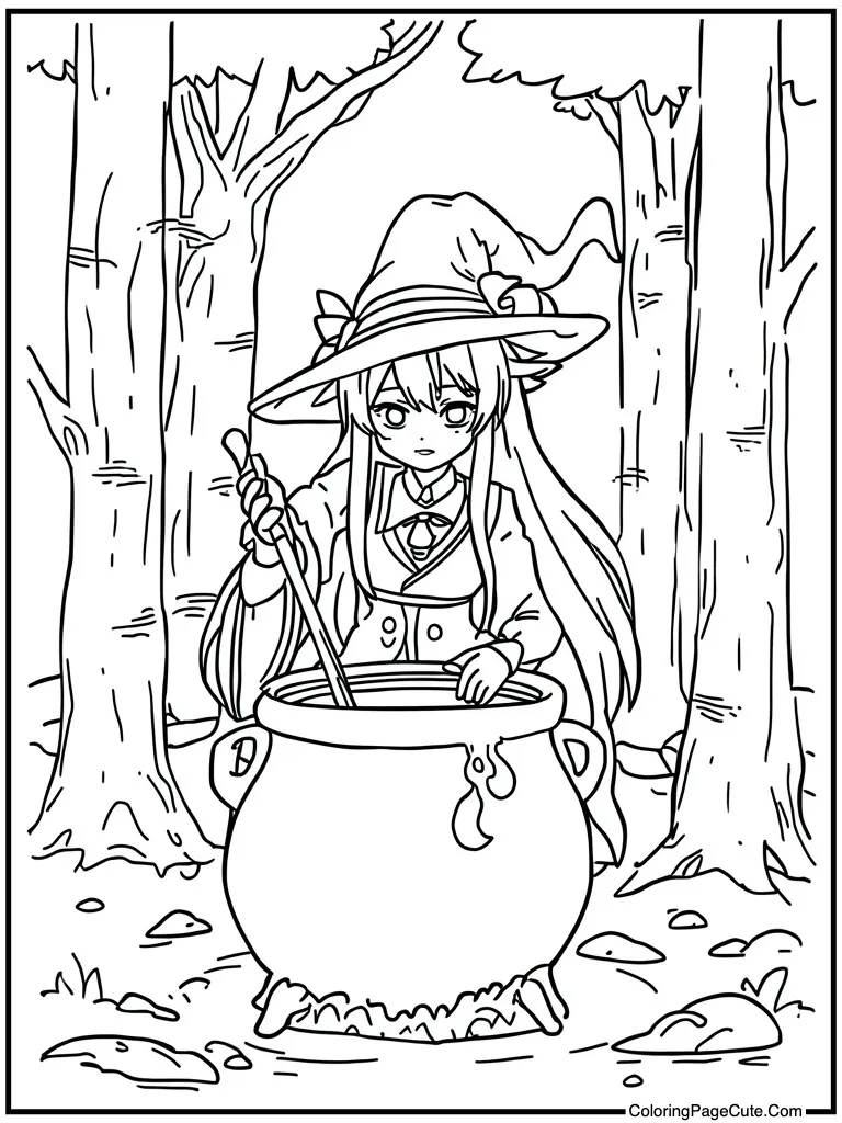 Stirring a cauldron pot