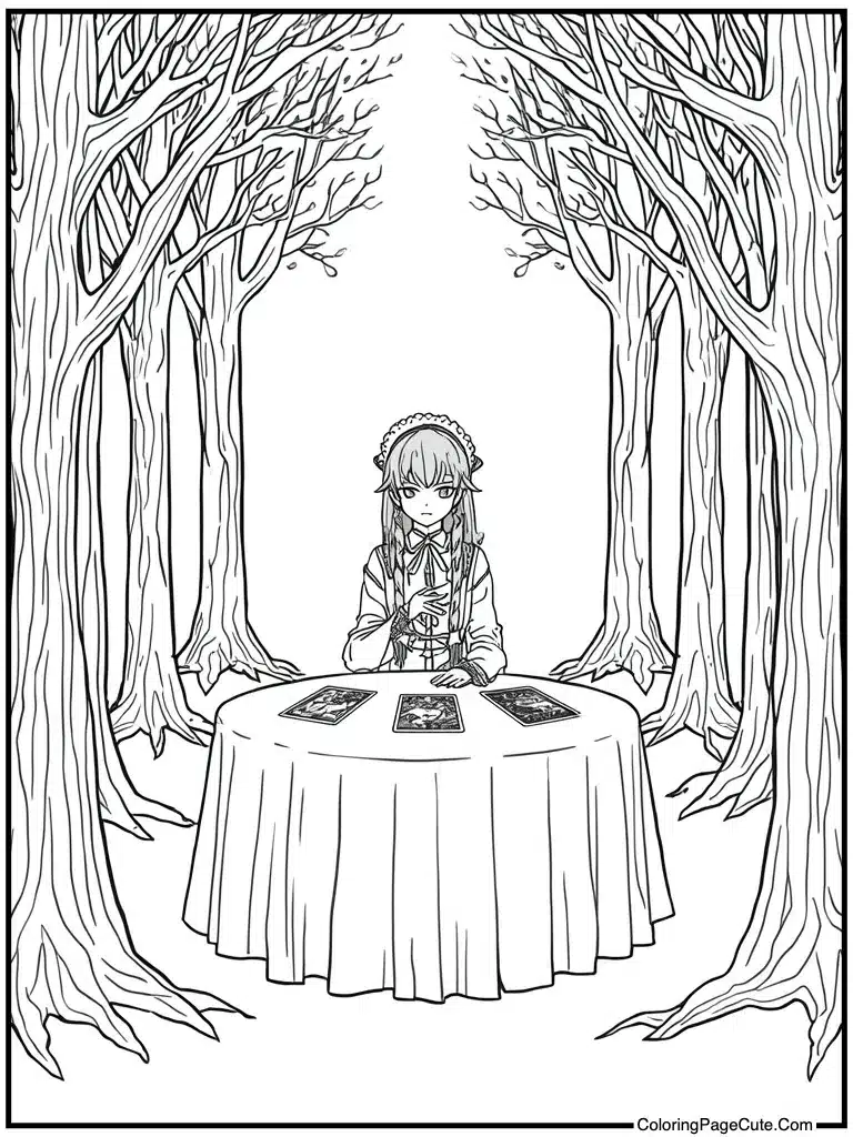 Reading tarot cards table