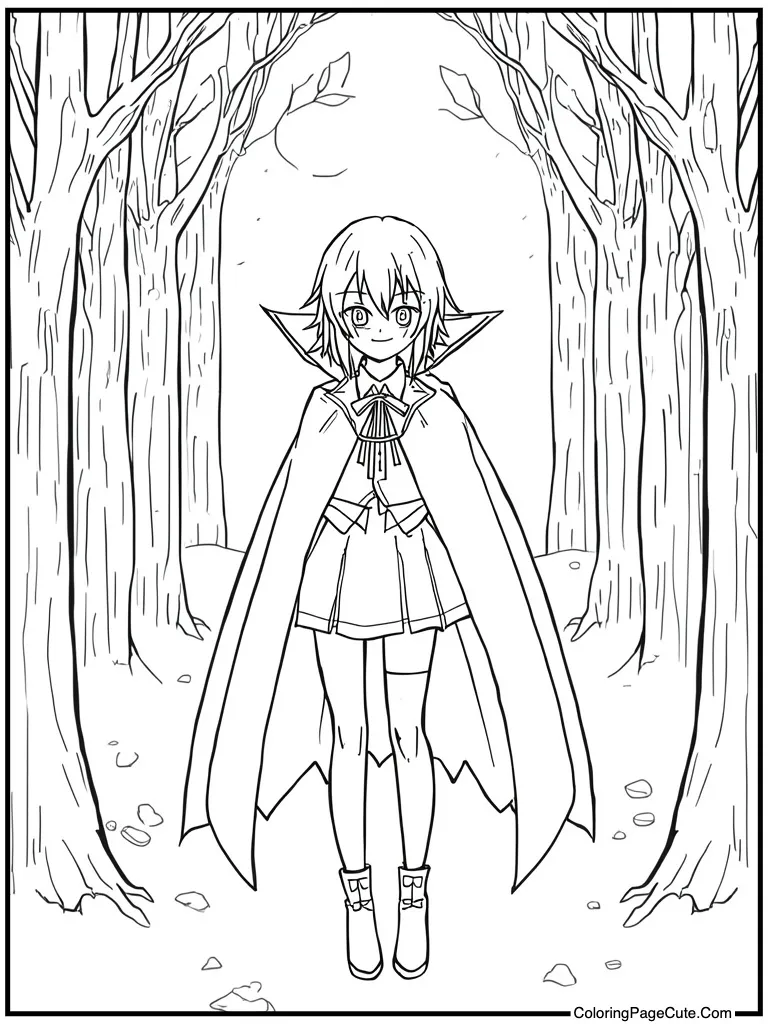 Wearing vampire cape fangs