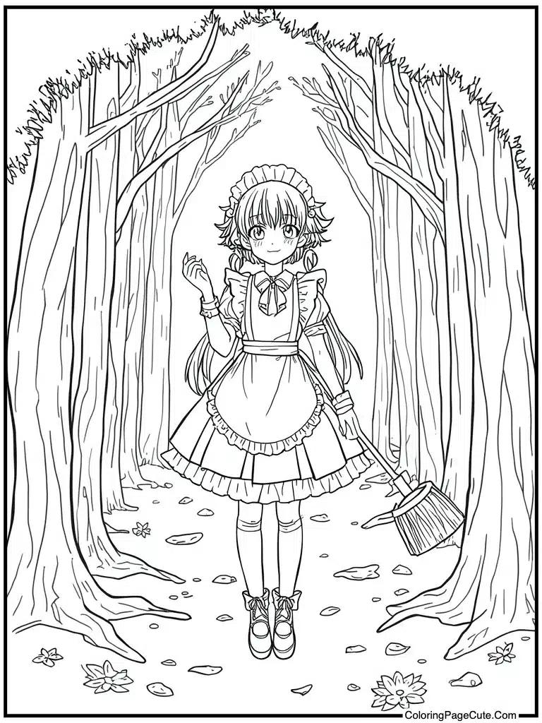 Maid outfit cleaning dust