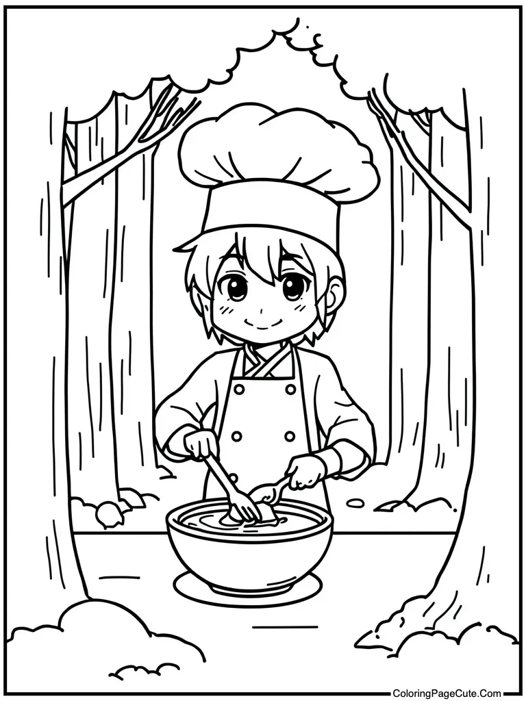 Chef hat cooking soup