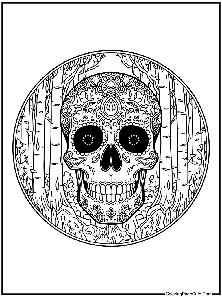 Mandala skull circle design
