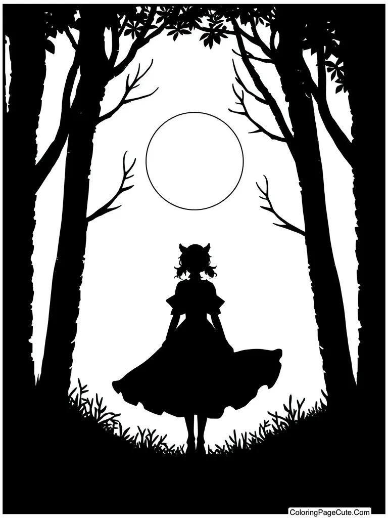 Silhouette against full moon