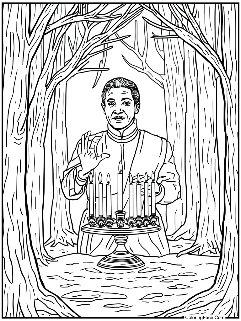 Father lighting the kinara