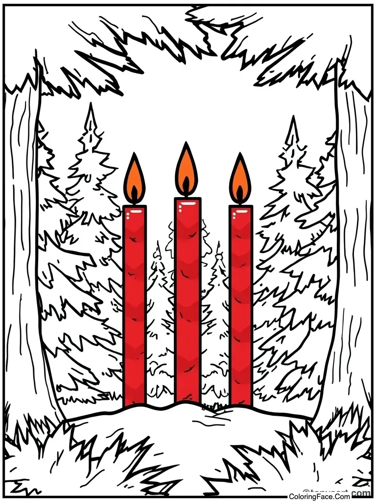 Three red candles glowing